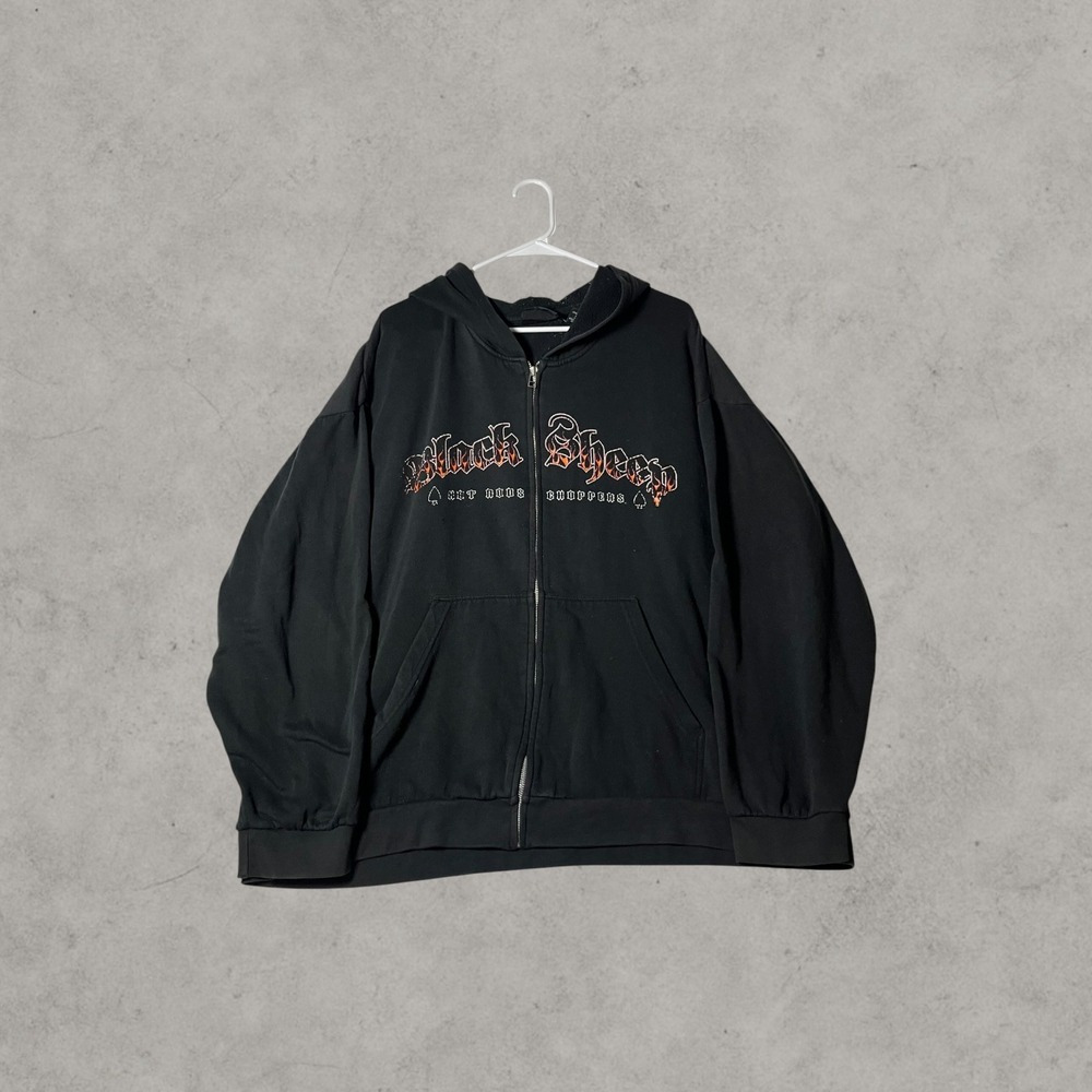 Black Sheep Hot Rods Choppers Zip Up Hoodie Black Graphic Sweatshirt